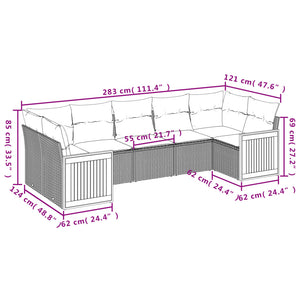 Set Divani da Giardino con Cuscini 7pz Nero Polyrattan 3260347