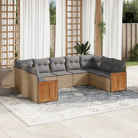 Set Divano da Giardino 9 pz con Cuscini Beige in Polyrattan 3260358