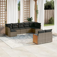 Set Divano da Giardino 9 pz con Cuscini Grigio in Polyrattan 3260373