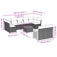 Set Divani da Giardino 10pz con Cuscini in Polyrattan Nerocod mxl 112138