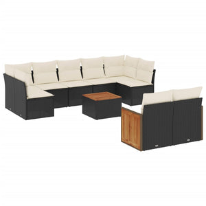 Set Divani da Giardino 10pz con Cuscini in Polyrattan Nerocod mxl 92163