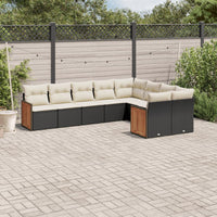 Set Divani da Giardino 9 pz con Cuscini Nero in Polyrattan 3260383