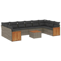 Set Divani da Giardino 11 pz con Cuscini in Polyrattan Grigio 3260415