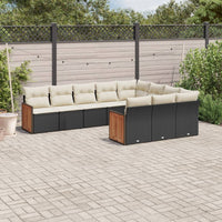 Set Divani da Giardino 10pz con Cuscini in Polyrattan Nero 3260418