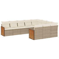 Set Divano da Giardino 10 pz con Cuscini Beige in Polyrattan 3260420