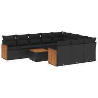 Set Divani da Giardino 11 pz con Cuscini in Polyrattan Nero 3260424