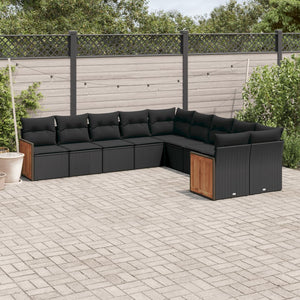 Set Divani da Giardino 10pz con Cuscini in Polyrattan Nerocod mxl 112666