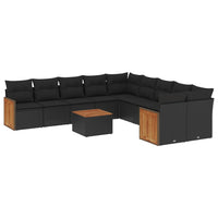 Set Divani da Giardino 11 pz con Cuscini in Polyrattan Nero 3260438