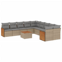 Set Divani da Giardino 11 pz con Cuscini Beige in Polyrattan 3260442