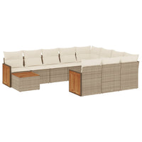 Set Divani da Giardino 11 pz con Cuscini Beige in Polyrattan 3260448