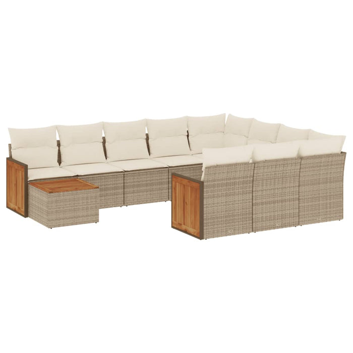 Set Divani da Giardino 11 pz con Cuscini Beige in Polyrattan 3260448