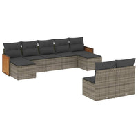 Set Divano da Giardino 9 pz con Cuscini Grigio in Polyrattan 3260457