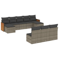 Set Divano da Giardino 10 pz con Cuscini Grigio in Polyrattan 3260471