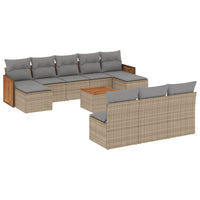 Set Divani da Giardino 11 pz con Cuscini Beige in Polyrattan 3260477