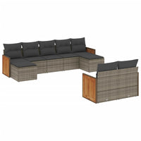 Set Divano da Giardino 9 pz con Cuscini Grigio in Polyrattancod mxl 89330