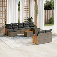 Set Divano da Giardino 10 pz con Cuscini Grigio in Polyrattancod mxl 112788