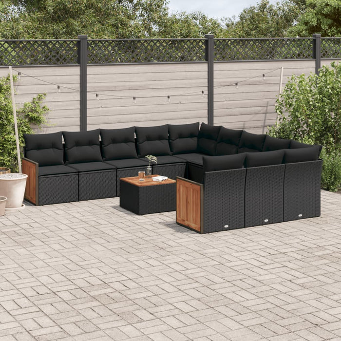 Set Divani da Giardino 12 pz con Cuscini Nero in Polyrattancod mxl 112141