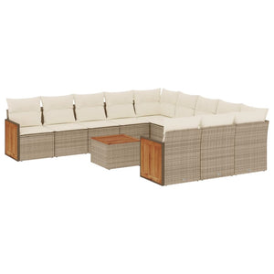 Set Divani da Giardino 12 pz con Cuscini Beige in Polyrattan 3260518