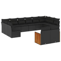 Set Divani da Giardino 12 pz con Cuscini Nero in Polyrattancod mxl 112144