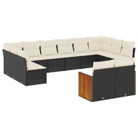 Set Divani da Giardino 12 pz con Cuscini Nero in Polyrattan 3260523