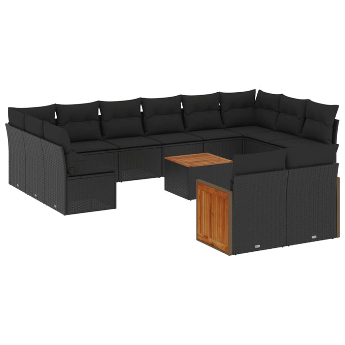 Set Divani da Giardino 13pz con Cuscini Nero in Polyrattancod mxl 112132