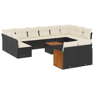 Set Divani da Giardino 13pz con Cuscini Nero in Polyrattan 3260530