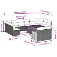 Set Divani da Giardino 13pz con Cuscini Nero in Polyrattan 3260530