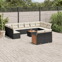 Set Divani da Giardino 13pz con Cuscini Nero in Polyrattan 3260530