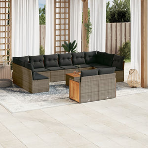 Set Divani da Giardino 13 pz con Cuscini Grigio in Polyrattancod mxl 114244