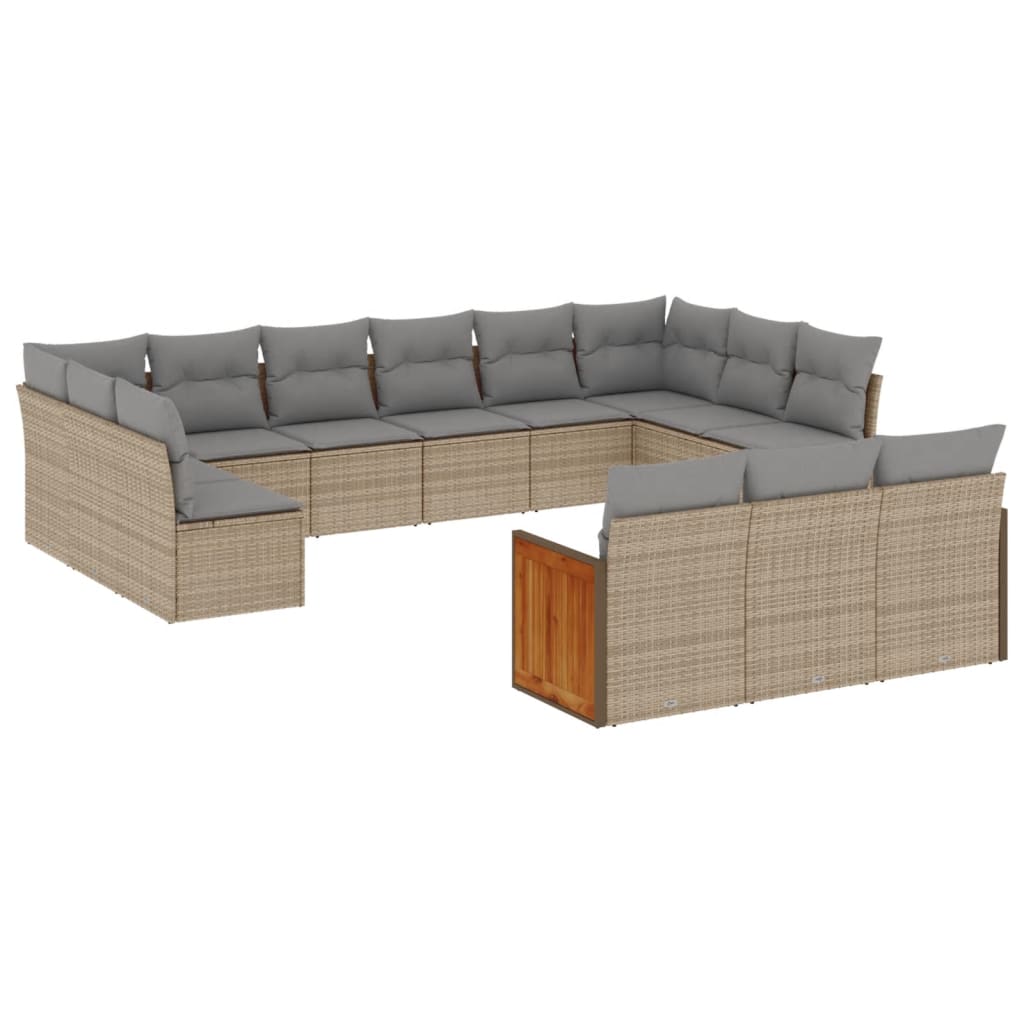 Set Divano da Giardino 13 pz con Cuscini Beige in Polyrattancod mxl 88145