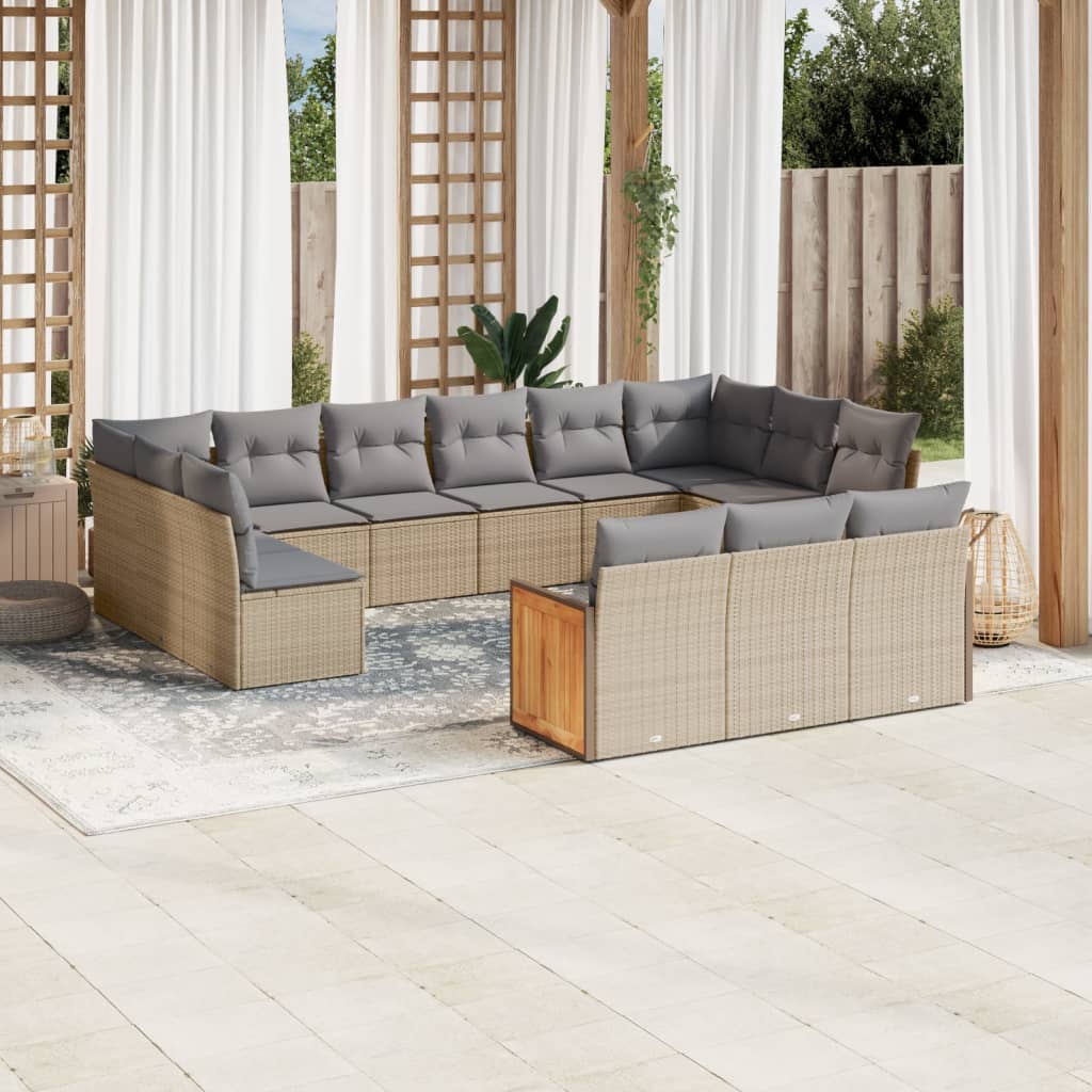 Set Divano da Giardino 13 pz con Cuscini Beige in Polyrattancod mxl 88145