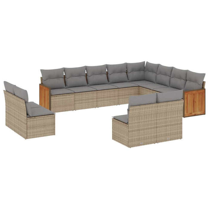 Set Divani da Giardino 12 pz con Cuscini Beige in Polyrattan 3260554