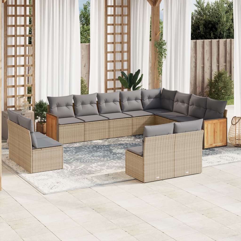 Set Divani da Giardino 12 pz con Cuscini Beige in Polyrattancod mxl 88133