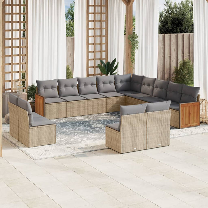 Set Divano da Giardino 13 pz con Cuscini Beige in Polyrattancod mxl 88555