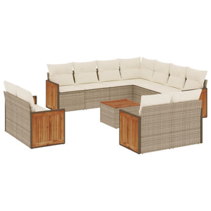 Set Divani da Giardino 12 pz con Cuscini Beige in Polyrattancod mxl 116329