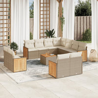 Set Divani da Giardino 12 pz con Cuscini Beige in Polyrattancod mxl 116329