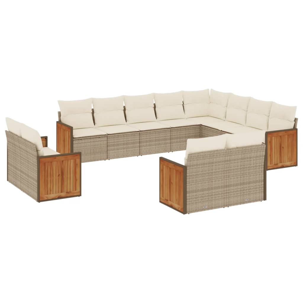 Set Divani da Giardino 12 pz con Cuscini Beige in Polyrattan 3260595