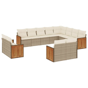 Set Divani da Giardino 12 pz con Cuscini Beige in Polyrattan 3260595