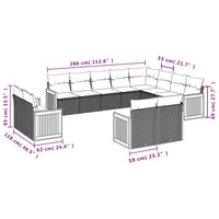 Set Divani da Giardino 12 pz con Cuscini Beige in Polyrattan 3260595