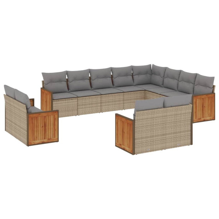 Set Divani da Giardino 12 pz con Cuscini Beige in Polyrattan 3260596