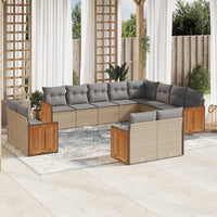 Set Divani da Giardino 12 pz con Cuscini Beige in Polyrattan 3260596