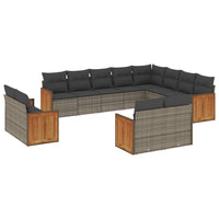 Set Divani da Giardino 12 pz con Cuscini Grigio in Polyrattan 3260597