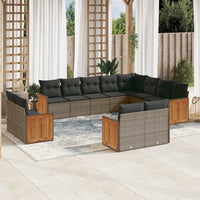 Set Divani da Giardino 12 pz con Cuscini Grigio in Polyrattan 3260597