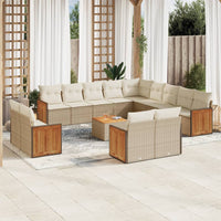 Set Divani da Giardino 14pz con Cuscini in Polyrattan Beige 3260616