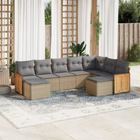 Set Divano da Giardino 9 pz con Cuscini Beige in Polyrattancod mxl 112149