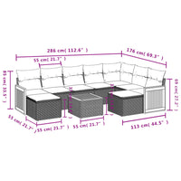 Set Divano da Giardino 10 pz con Cuscini Grigio in Polyrattan 3260632