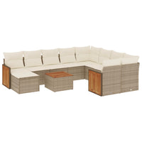 Set Divani da Giardino 11 pz con Cuscini Beige in Polyrattan 3260644