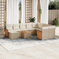 Set Divani da Giardino 11 pz con Cuscini Beige in Polyrattan 3260644