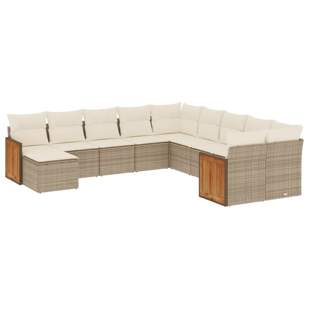 Set Divani da Giardino 11 pz con Cuscini Beige in Polyrattancod mxl 112166