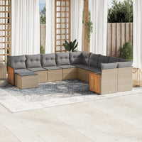 Set Divani da Giardino 11 pz con Cuscini Beige in Polyrattan 3260652